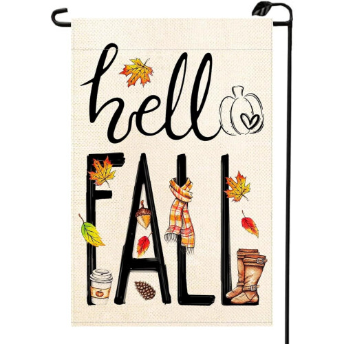Hello Fall hageflagg 68x102 cm dobbeltsidig polyester 1