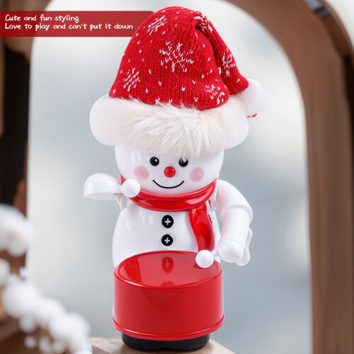 Animierte, trommelnde Schneemann-Dekoration, 17,3 cm 1