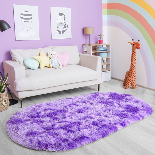 Blødt ovalt tie-dye tæppe 6x1,5 m 1