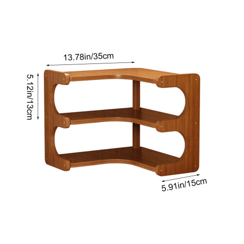 Étagère d'angle en bois à 3 niveaux, couleur café 2
