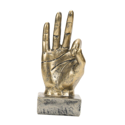 Figurine décorative en résine dorée représentant un geste de la main 2