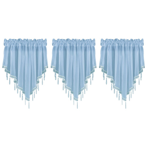 Conjunto de cortina de renda azul celeste 52x24 polegadas (3 peças) 2