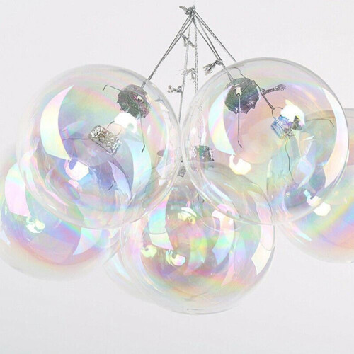 Clear iridescent glass ball ornaments 12 pcs 2
