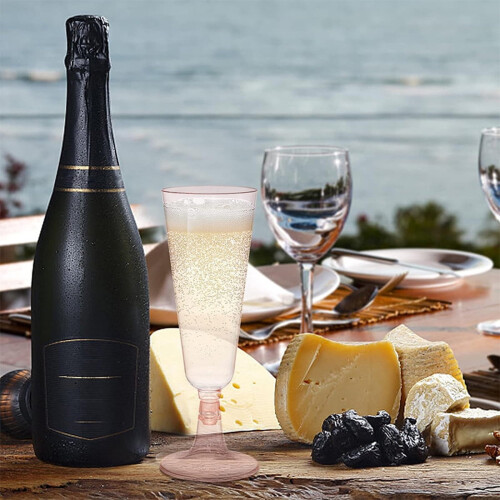 Flûte da champagne in plastica rosa, confezione da 40 pezzi 1