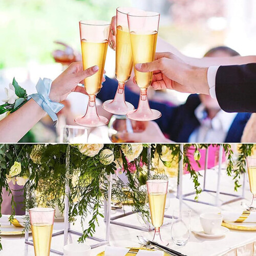Flûte da champagne in plastica rosa, confezione da 40 pezzi 2