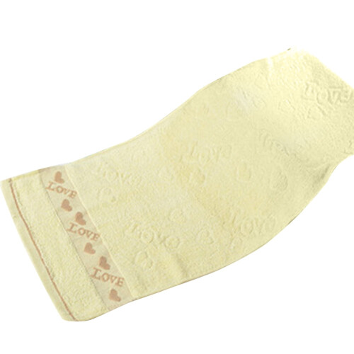 Toalla de algodón con corazón y letra "Love", amarilla, 33x73cm 1