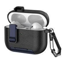 Case Compatible With AirPods Pro 3 3rd Gen Secure Lock Clip Full-Body Shockproof Hard Protective Cover - Blue