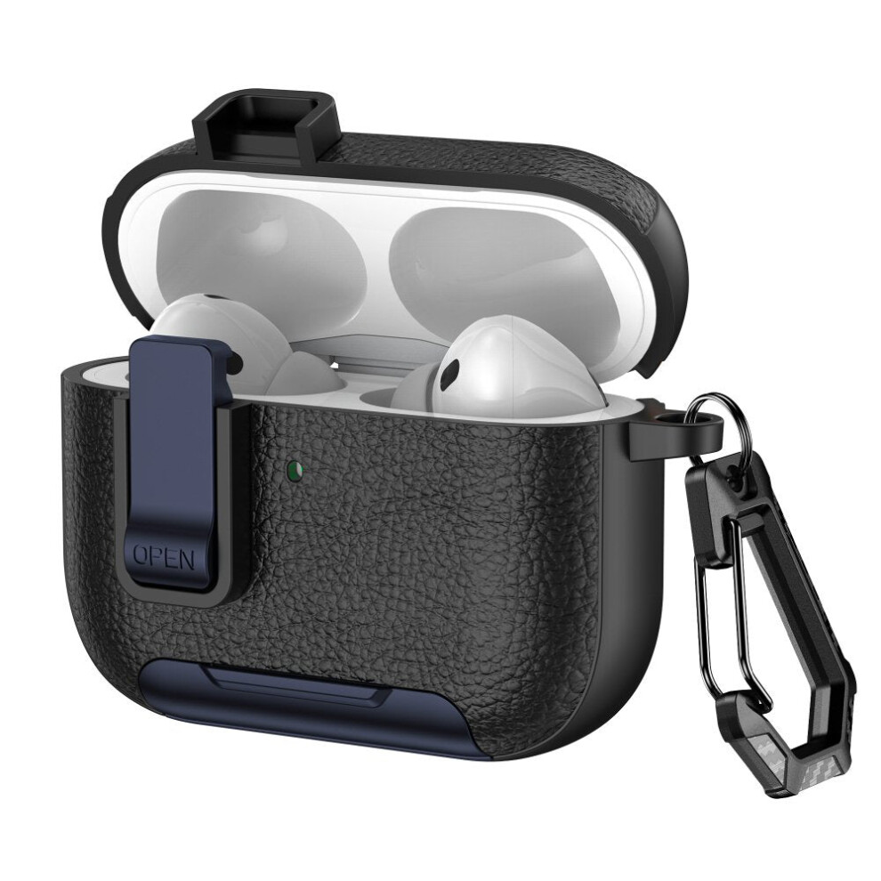 Fonefunshop Case Compatible With Airpods Pro 3 3Rd Gen Secure Lock Clip Full-Body Shockproof Hard Protective Cover - Blue