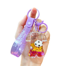 Kreativer flüssiger Glitzer-Fußballtrikot-Schlüsselanhänger-Lila