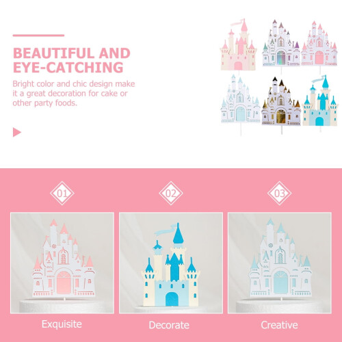 6-Piece Castle Cake Decorations for Weddings and Birthdays 2