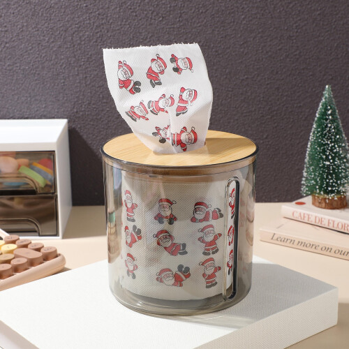 Porta fazzoletti da tavolo trasparente – Plastica e legno, 13 cm 1