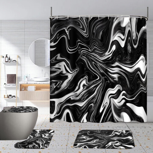 Conjunto de cortina de chuveiro de 4 peças, 72x72 polegadas, com tapete antiderrapante. 2