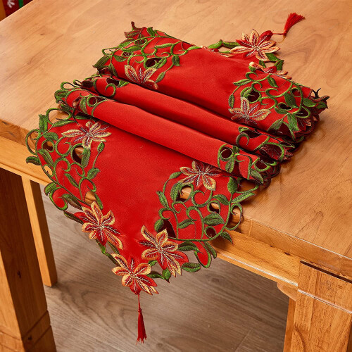 Chemin de table brodé de Noël 15 x 69 pouces 2