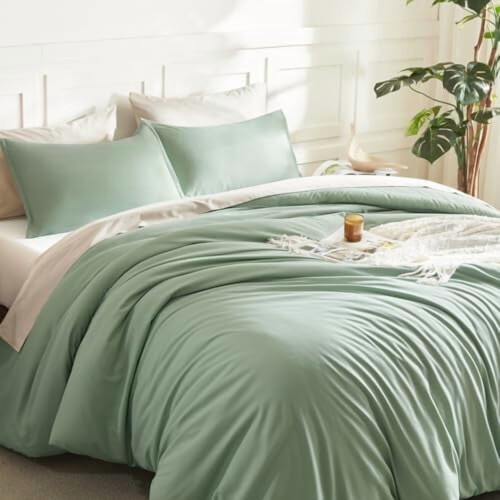 Set copripiumino California King, verde salvia, 3 pezzi 1