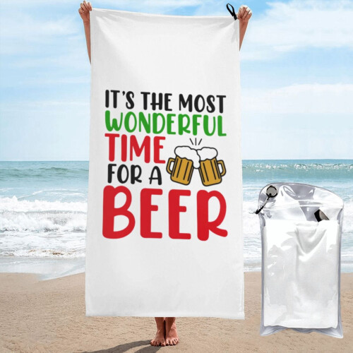 Toalha de praia de Natal com estampa de cerveja, em microfibra macia, 76 x 152 cm (30 x 60 polegadas).