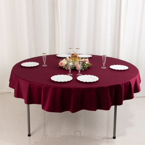 Bordeauxrood rond tafelkleed van scuba-polyester (70 inch) 1