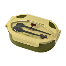 Dubbellaagse lunchbox ovaal, geurvrij, 2 compartimenten