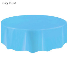 Sky Blue Polyester Round Disposable Tablecloth