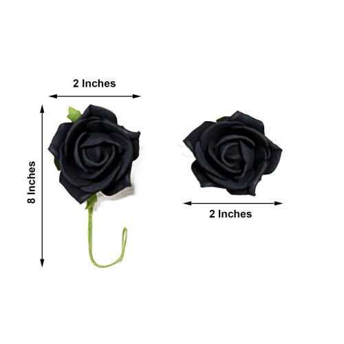 24 mini tiges de roses en mousse noire de 20 cm 1