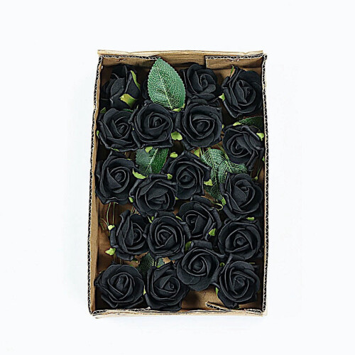 24 mini tiges de roses en mousse noire de 20 cm 2