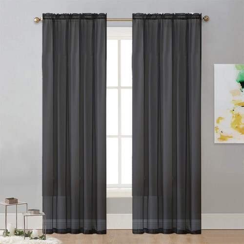 Kumdkd Sheer Curtains Rod Pocket Light Filtering 52x63 2