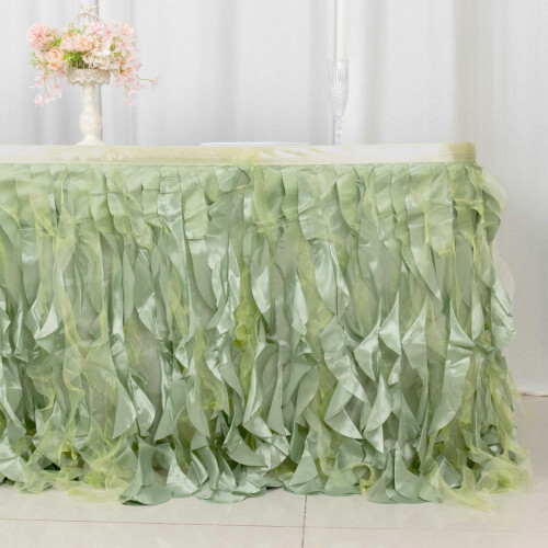 Jupe de table en taffetas vert sauge 427 cm x 74 cm 2