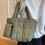Bolsa de algodão acolchoada feminina – Verde, Grande 2