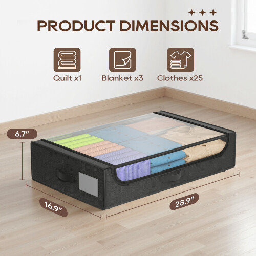 Contenitore sottoletto con ruote – 53 litri, nero 1