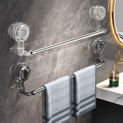 Porte-serviettes à ventouse réglable gris 30–60 cm 1