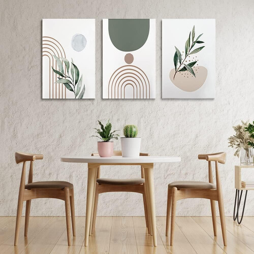 Ensemble de 3 toiles murales bohèmes vert sauge 2
