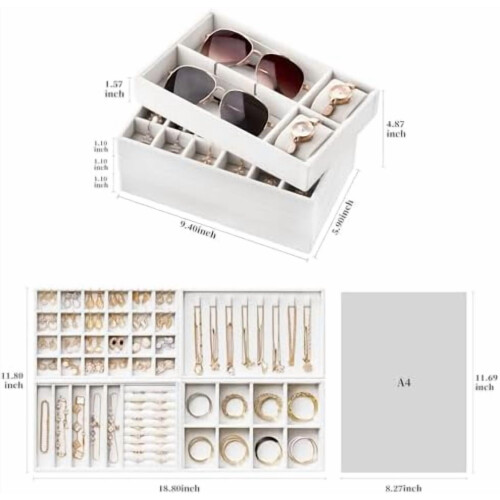 Samt-Schmucktablett-Set, 4-teilig, stapelbarer Schubladenorganizer 1