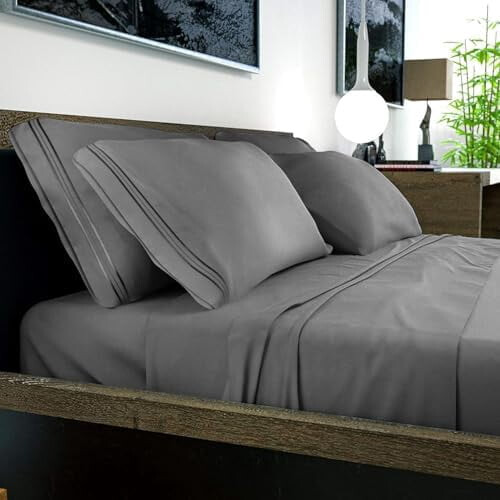Ensemble de draps King 6 pièces en microfibre à poches extra profondes 1