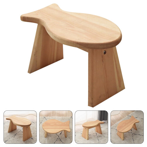 Tabouret en bois en forme de poisson 34 x 21,5 x 3 cm 2