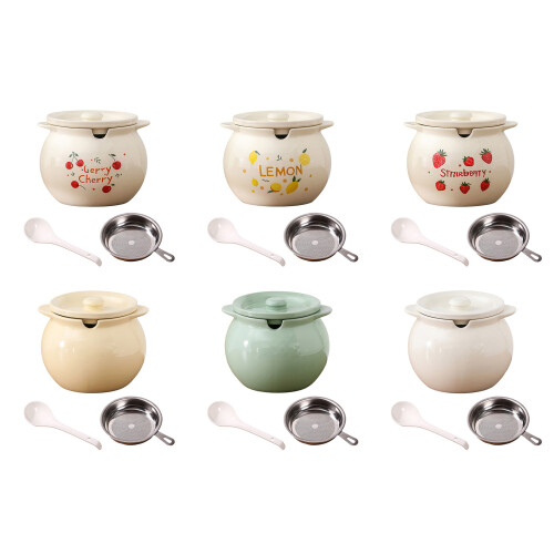 Premium Ceramic Condiment Vessel With Double- Cherrys  lard jar 1