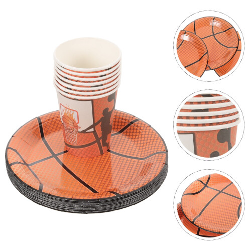 Basketball-Pappteller- und Becher-Set, 40-teilig 1
