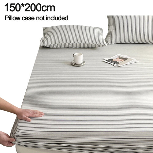 Drap-housse à rayures noires et blanches, poches profondes, pour lit simple 1