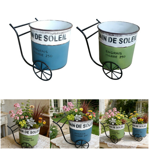 Decorative Creative Retro Iron Flower Pot Convenient Metal-Blue 2