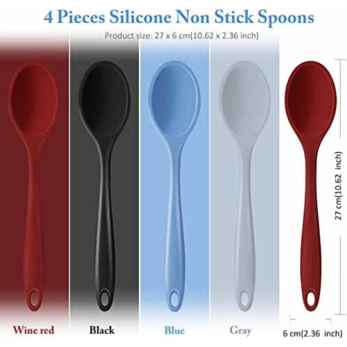 4-teiliges Silikon-Kochlöffel-Set, 27 cm, hitzebeständig 2