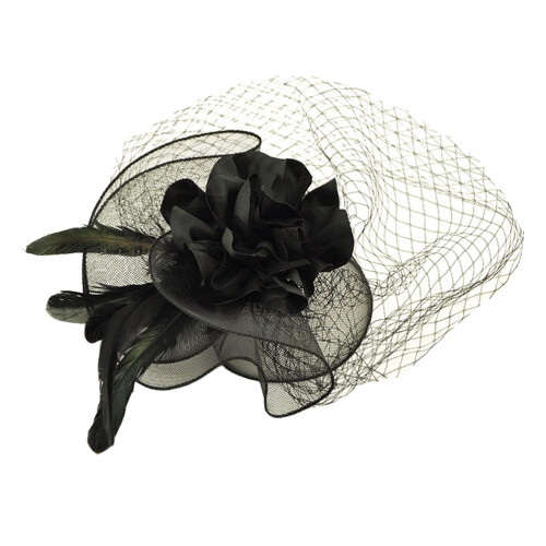 Chapeau bibi noir avec voile – 1 pièce 2