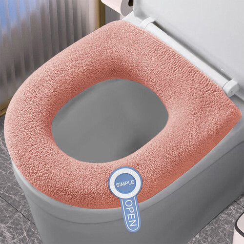 Universell toalettsetepute – rosa korallfleece, 1