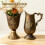 Distressed Bronze Metal Vases With Embossed Pattern Tall Urn-B 3