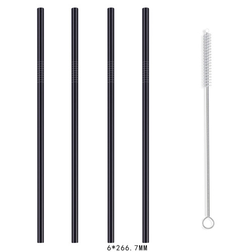 4-pak sugerør i rustfrit stål, sort, 28 cm 1