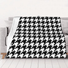 Black and White Houndstooth Throw Blanket 80 x 60 in