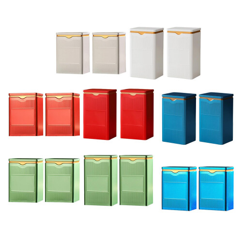 Metal Tea Canister Empty Loose Tea Box Multipurpose-Red L 1