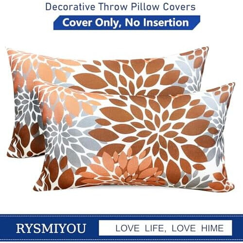 Conjunto de 2 capas de almofada decorativas em linho marrom, 45x45 cm (18x18 polegadas) 2