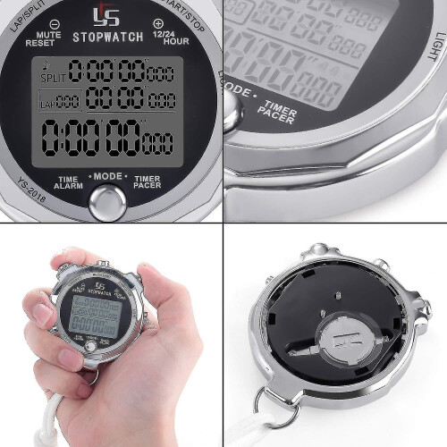Stopwatch Metal Stopwatch Timer With Backlit 1/100th Second Precision 200 Lap Memory Digital Stop Watch Compatible With Coaches 2
