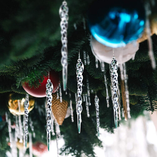 Christmas Icicle Ornaments, Clear Plastic, 24 pcs, 13 cm 2