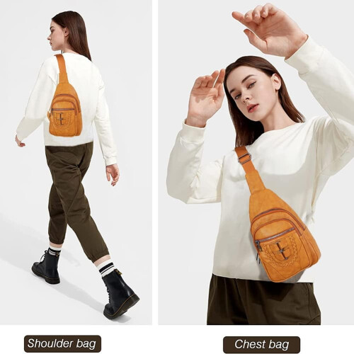 PU-læder crossbody-taske til mænd og kvinder 2