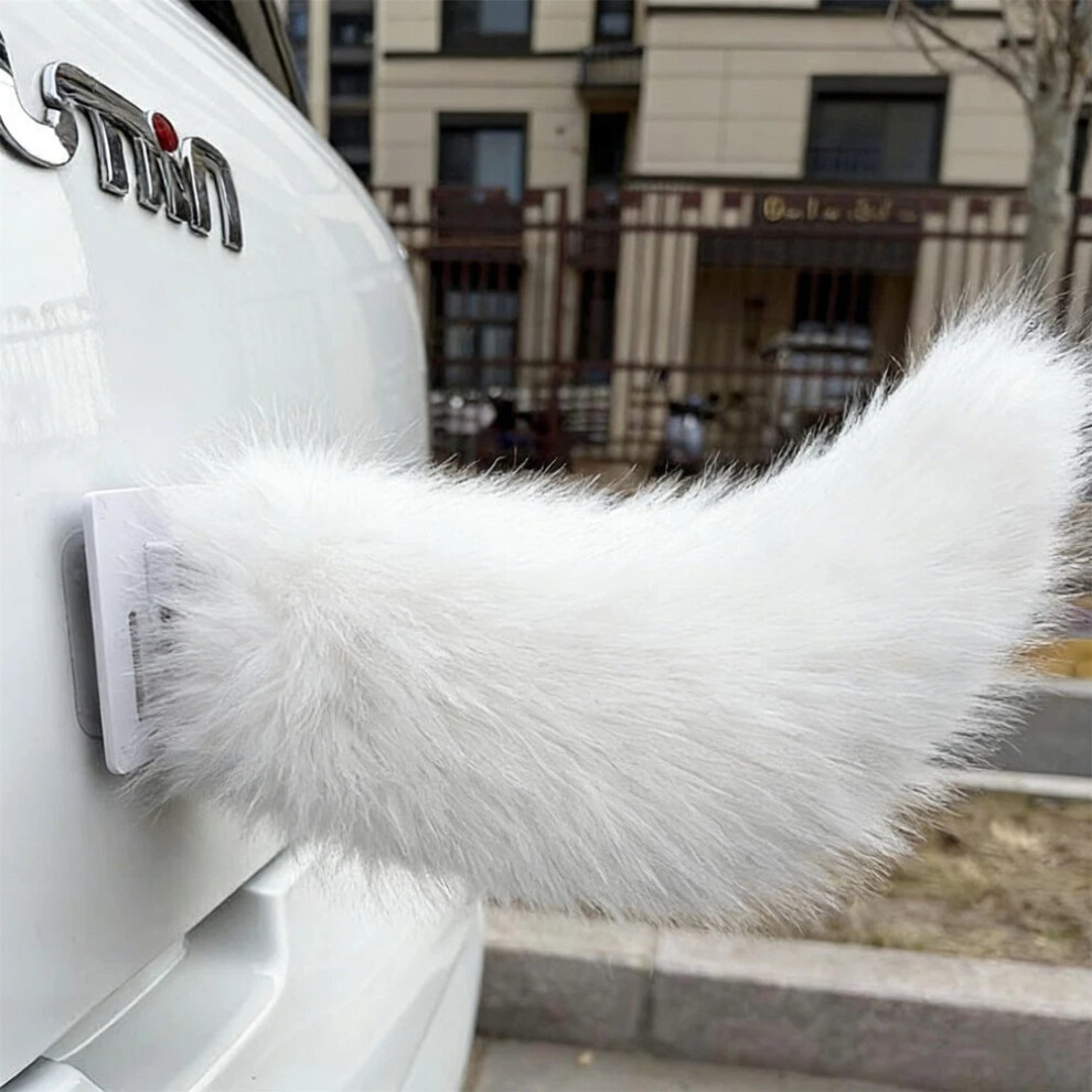 (White) Remote Control Electric Car Tail, Cute Fuzzy Wagging Moving Tail For Car Cosplay White 6950692640609
