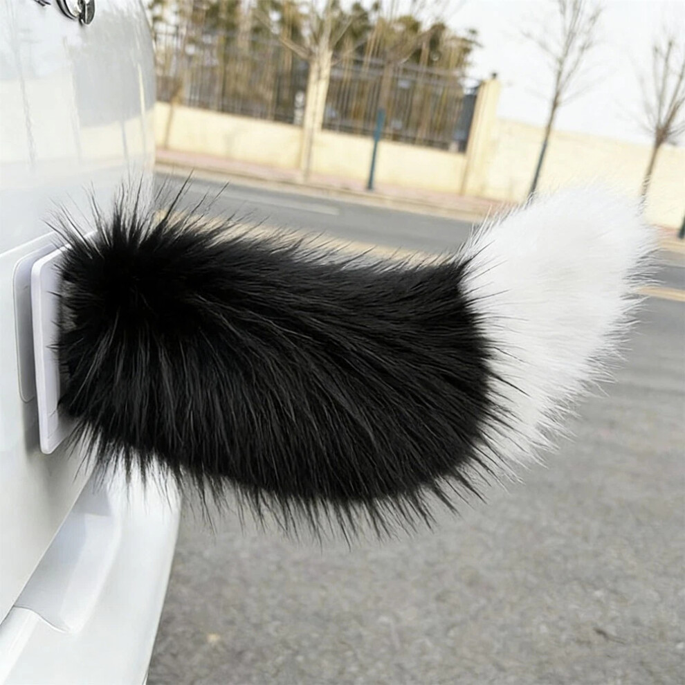 (+White) Remote Control Electric Car Tail, Cute Fuzzy Wagging Moving Tail For Car Cosplay Black/White 6950692640517